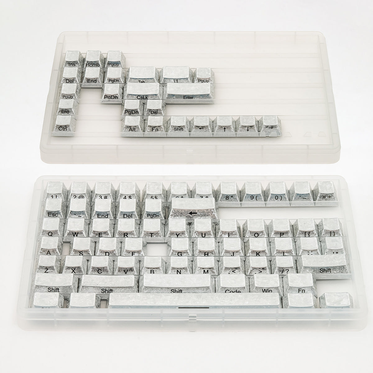 Frosted Silver Cracked Side-Print - ANSI Keycap Set - Cherry Profile