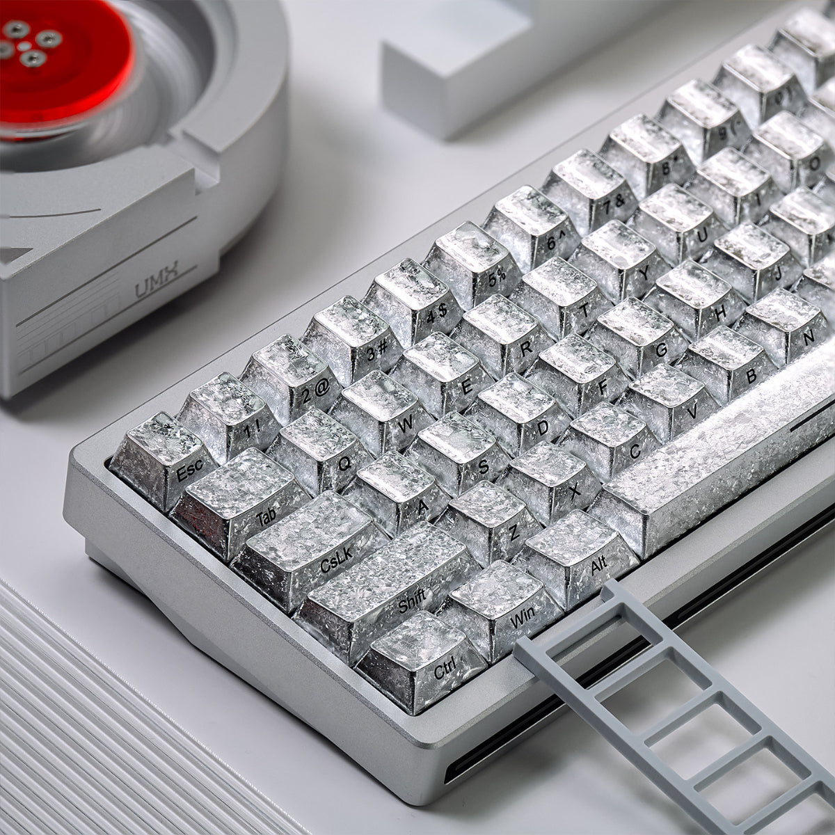 Frosted Silver Cracked Side-Print - ANSI Keycap Set - Cherry Profile