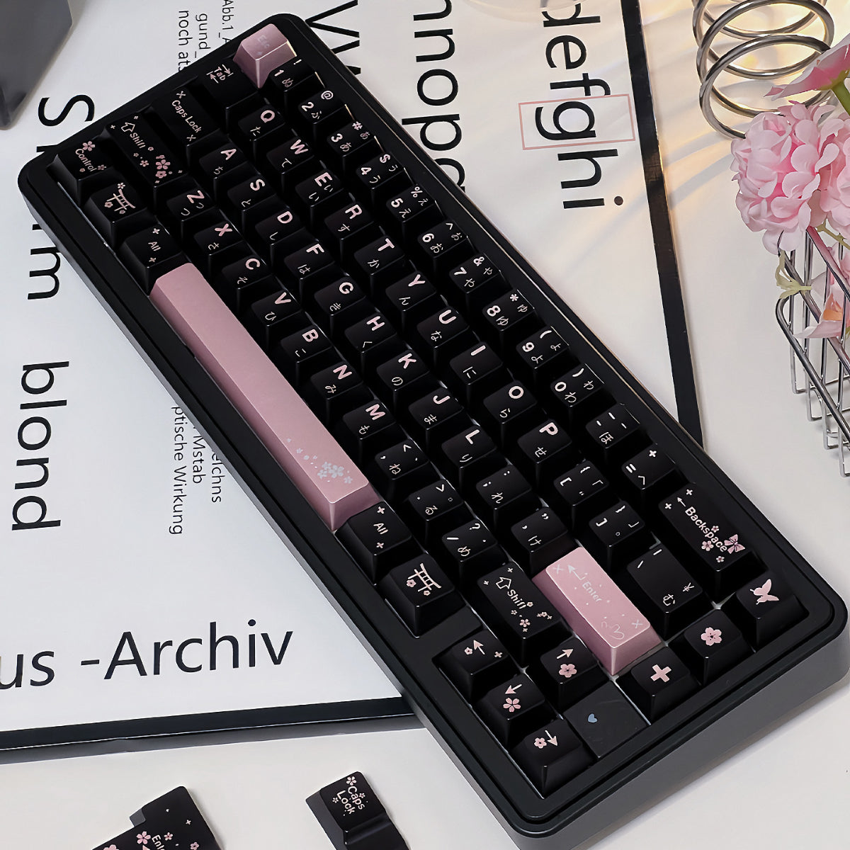 Spring Scenery Black/Silver - ISO/ANSI Keycap Set - Cherry Profile