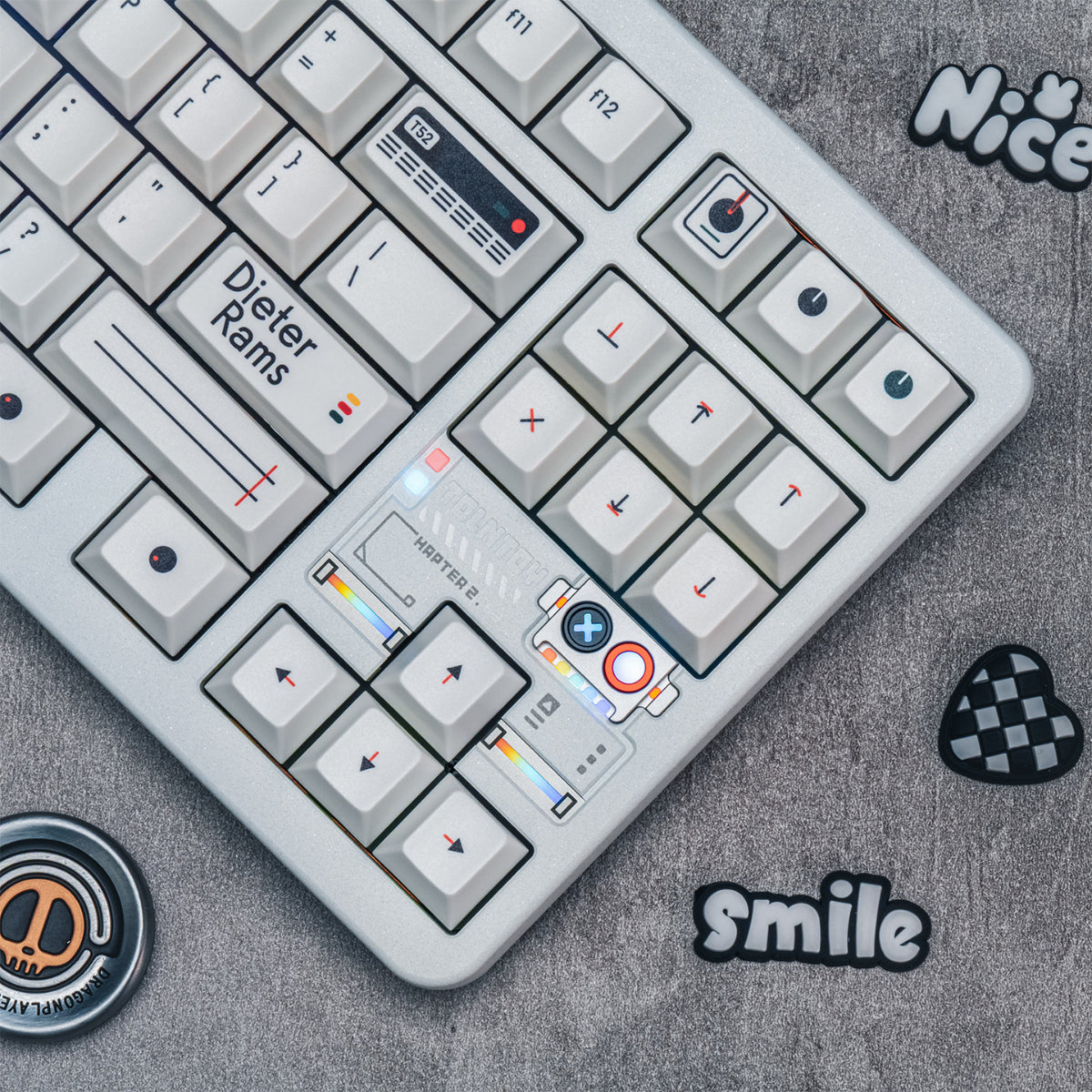 White Dieters Instrument Panel - PBT - ANSI Keycap Set - Cherry Profile