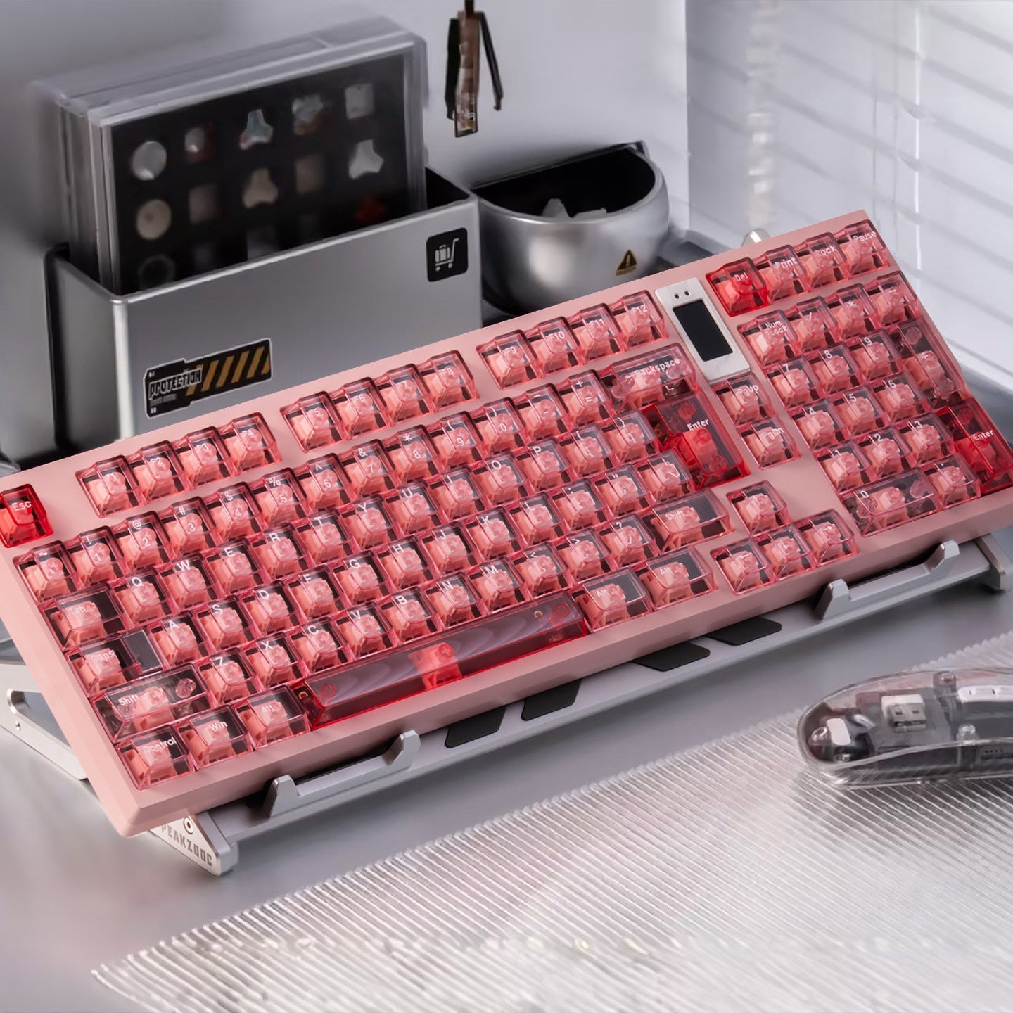 Pink Transparent Keycap Set – Cherry Profile Dye-Sub PBT Keycaps