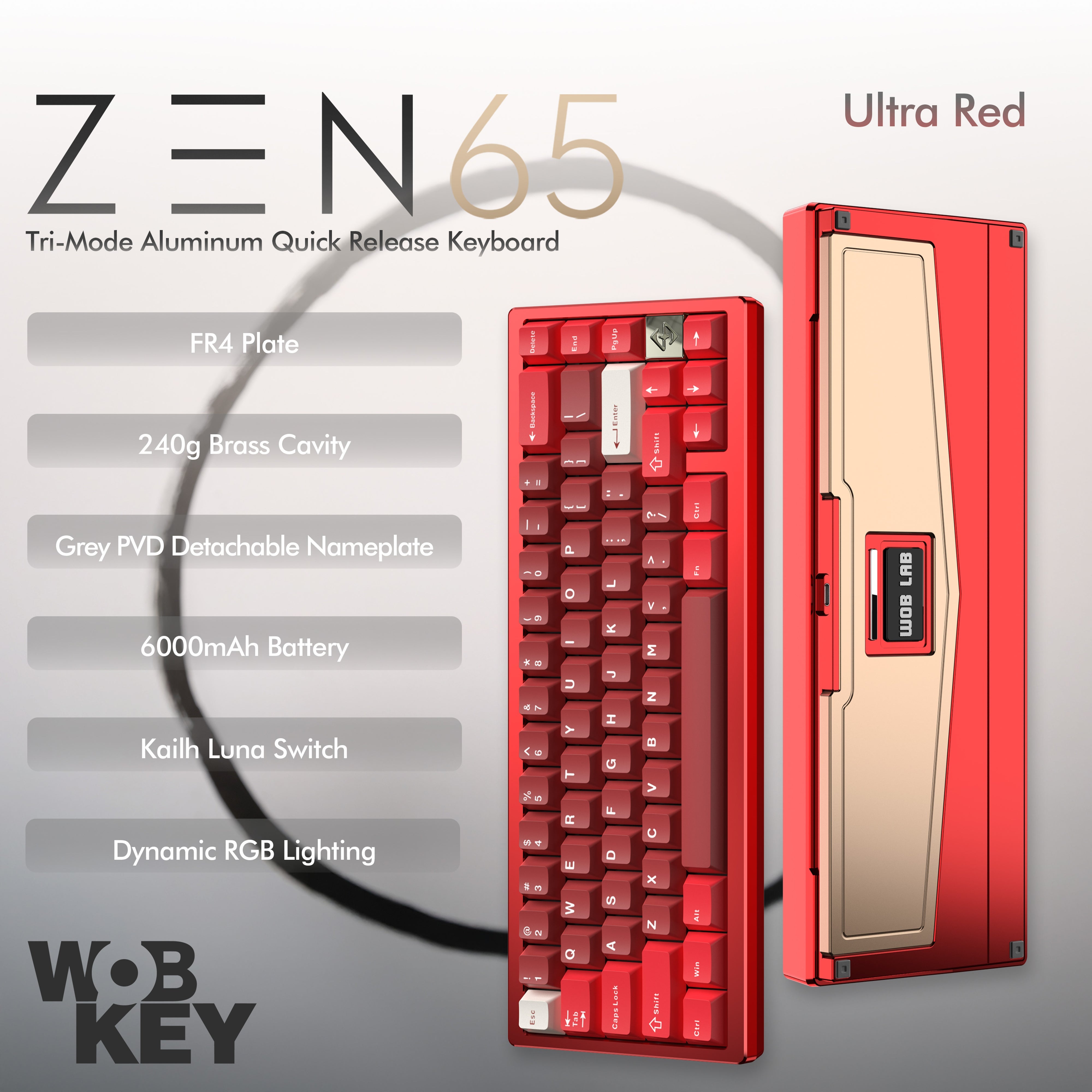 Wobkey - ZEN 65 Quick-Release Tri-Mode Mechanical Keyboard