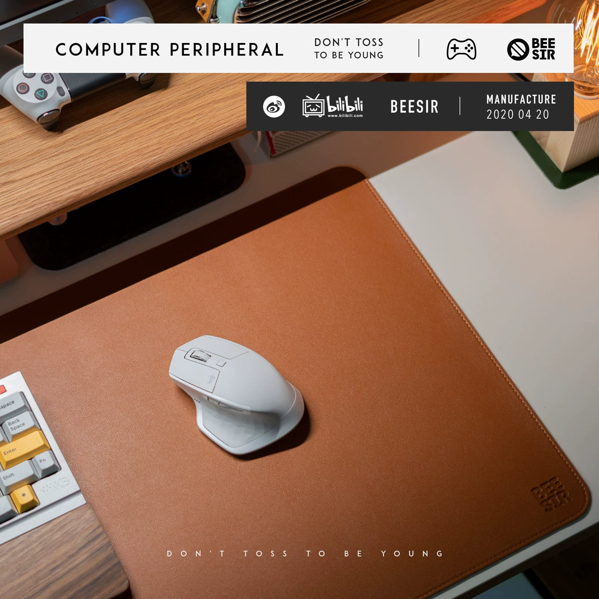 BEESIR - Solid Color Leather-Textured Office Desk Pad