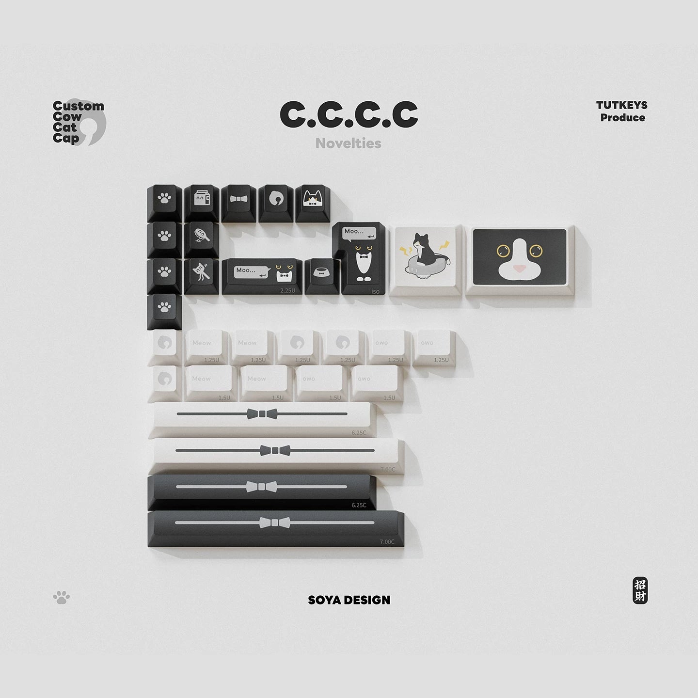 TUTKEYS & Soya - Original Black and White Dye-Sublimated PBT Keycap Set