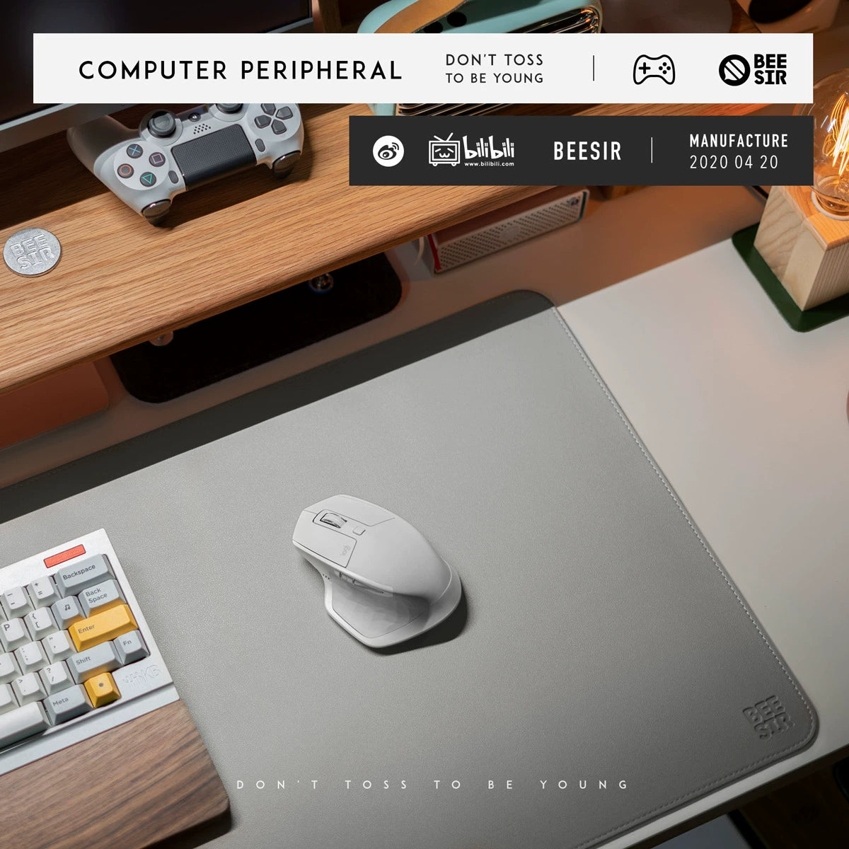 BEESIR - Solid Color Leather-Textured Office Desk Pad