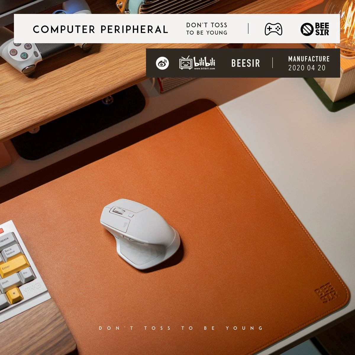 BEESIR - Solid Color Leather-Textured Office Desk Pad