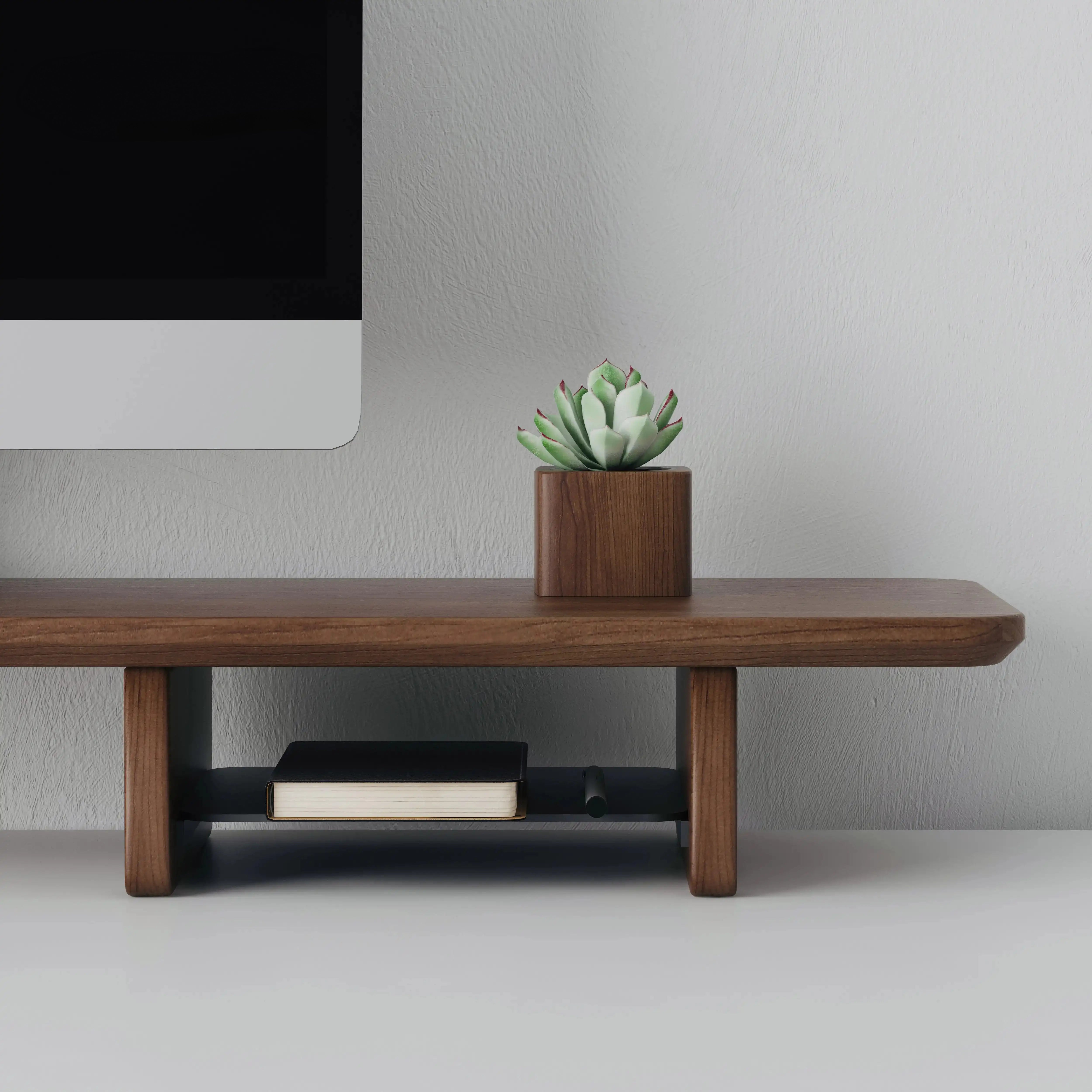 BBS – Black Walnut Wood Heightened Shelf – Desktop Monitor and Laptop Riser