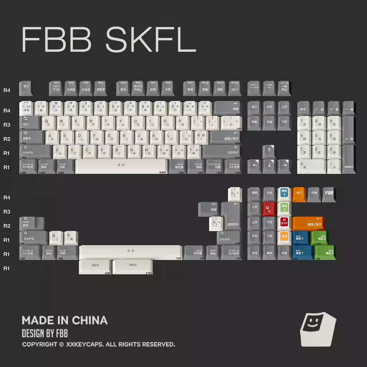 FBB - SKFL Retro Gray & White Original ANSI/ISO Keycap Set