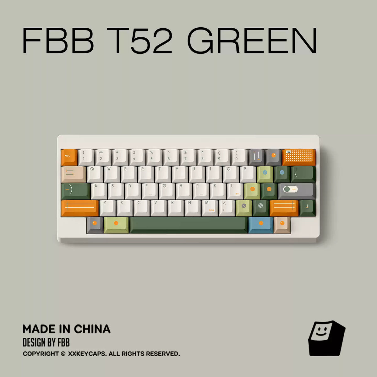 T52 Green Designer Minimalist PBT ANSI/ISO Keycap Set