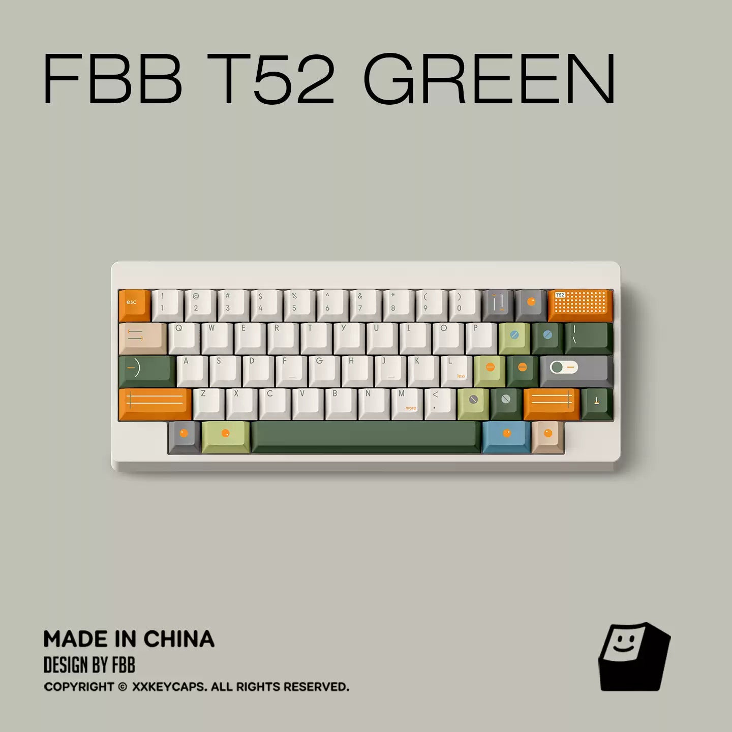 FBB - T52 Green Designer Minimalist PBT ANSI/ISO Keycap Set