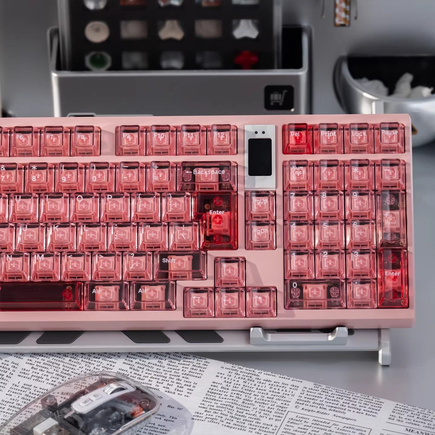 Pink Transparent Keycap Set – Cherry Profile Dye-Sub PBT Keycaps