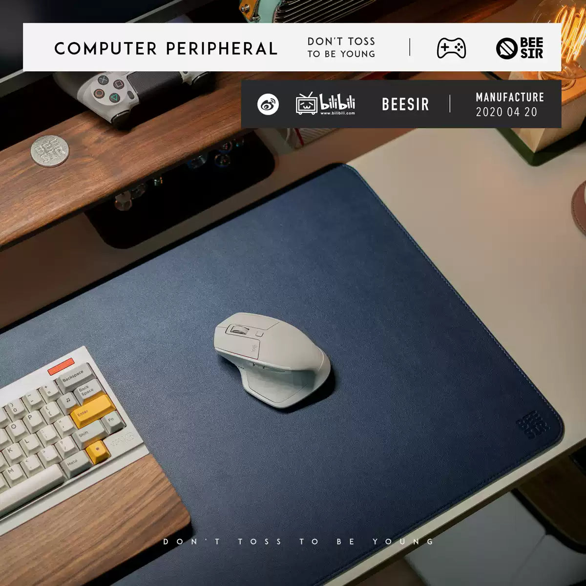 BEESIR - Solid Color Leather-Textured Office Desk Pad