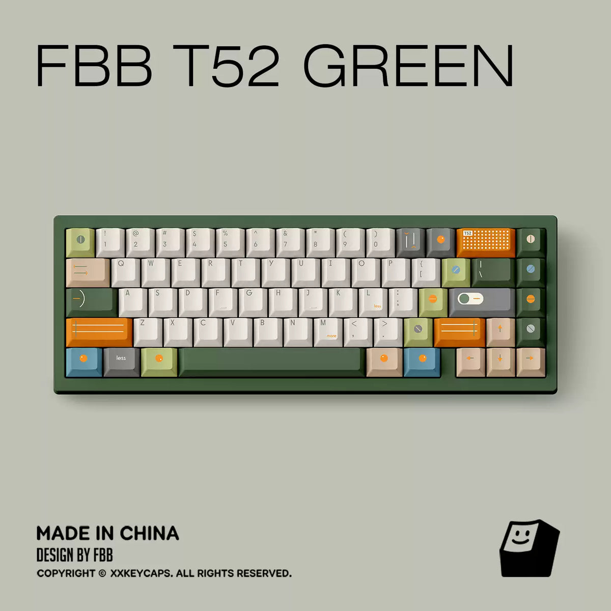 T52 Green Designer Minimalist PBT ANSI/ISO Keycap Set