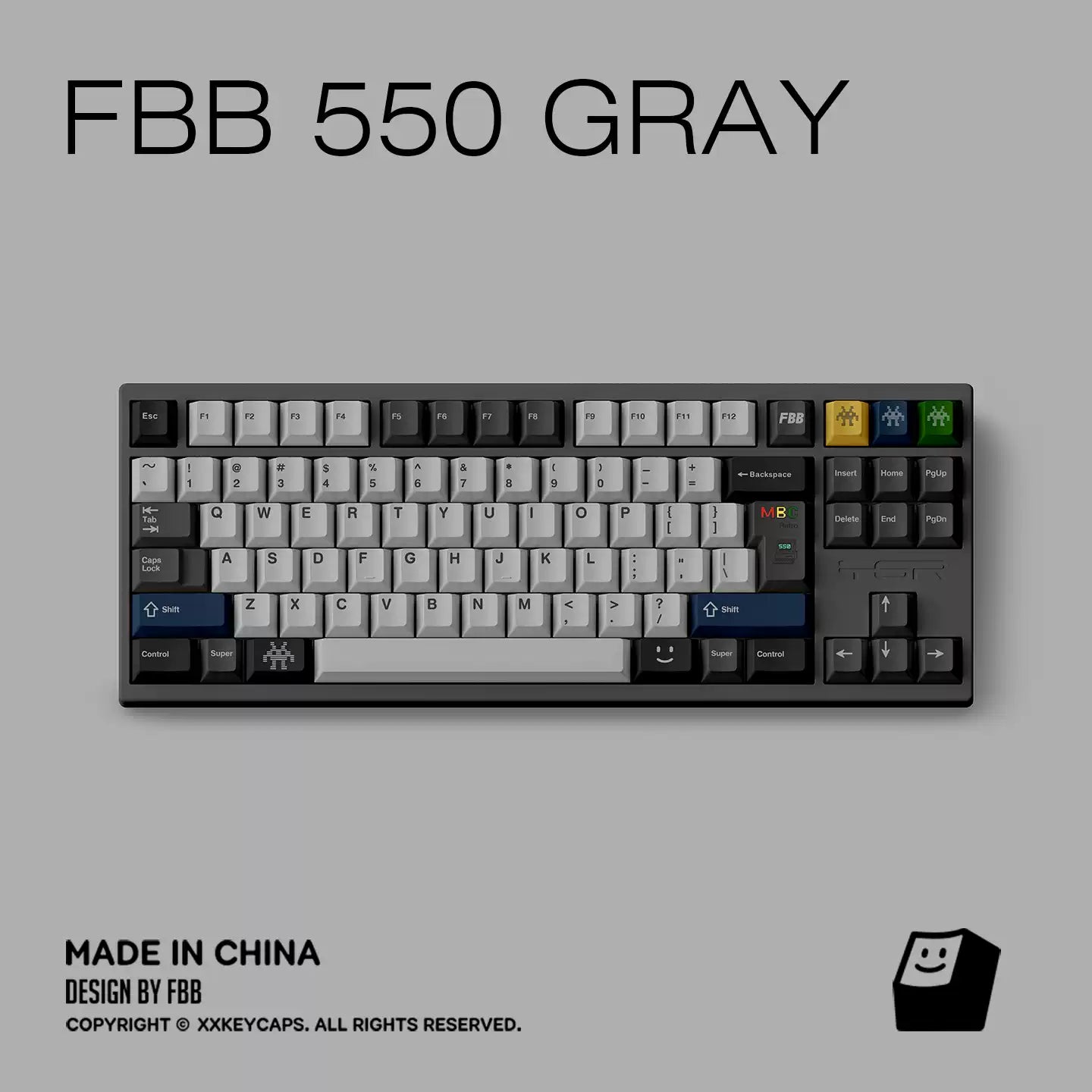 FBB -  550 Gray Retro PBT Keycap Set 145-Key - ANSI/ISO