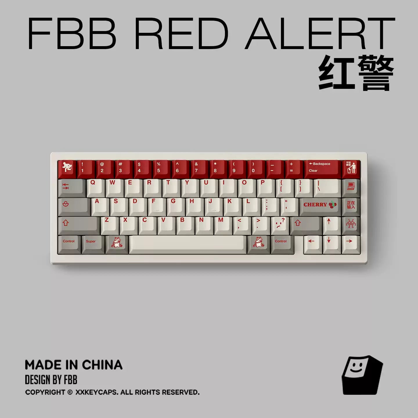 FBB - Retro Red Alert PBT ANSI/ISO Keycap Set