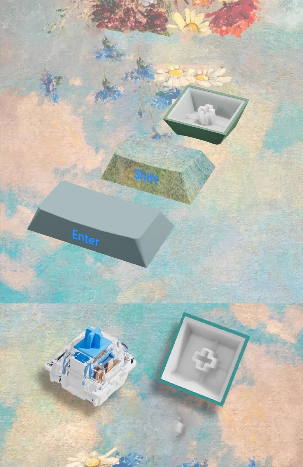 Womier - Keycaps Oil Painting Keycap Set Artistic PBT Keycaps