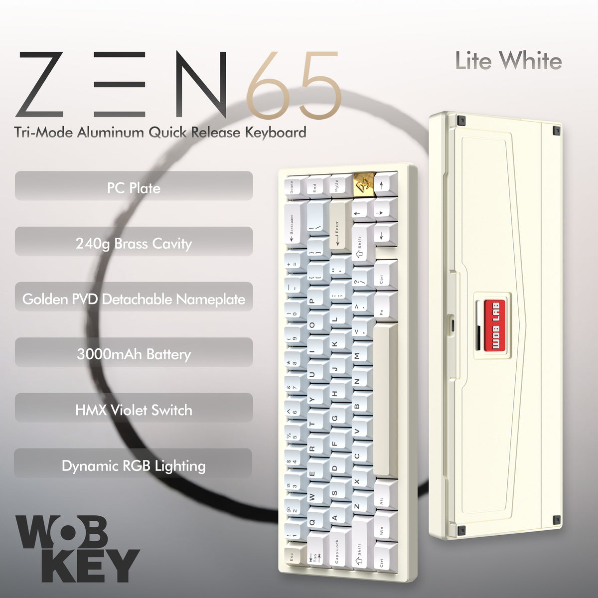 Wobkey - ZEN 65 Quick-Release Tri-Mode Mechanical Keyboard