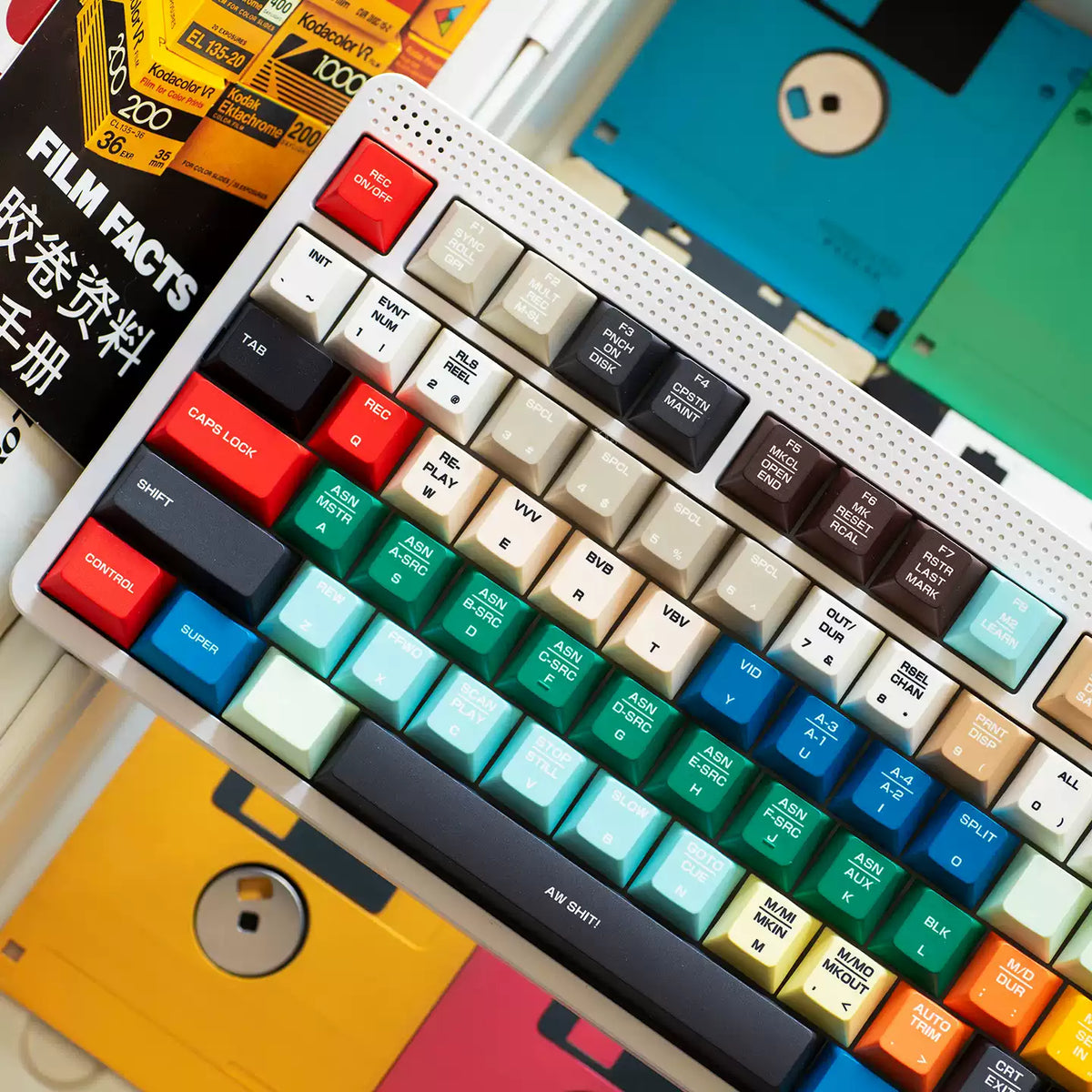 FBB – Retro CMX 3500 PBT Tasten-Set für ISO/ANSI (Fünf-Seiten-Gravur)