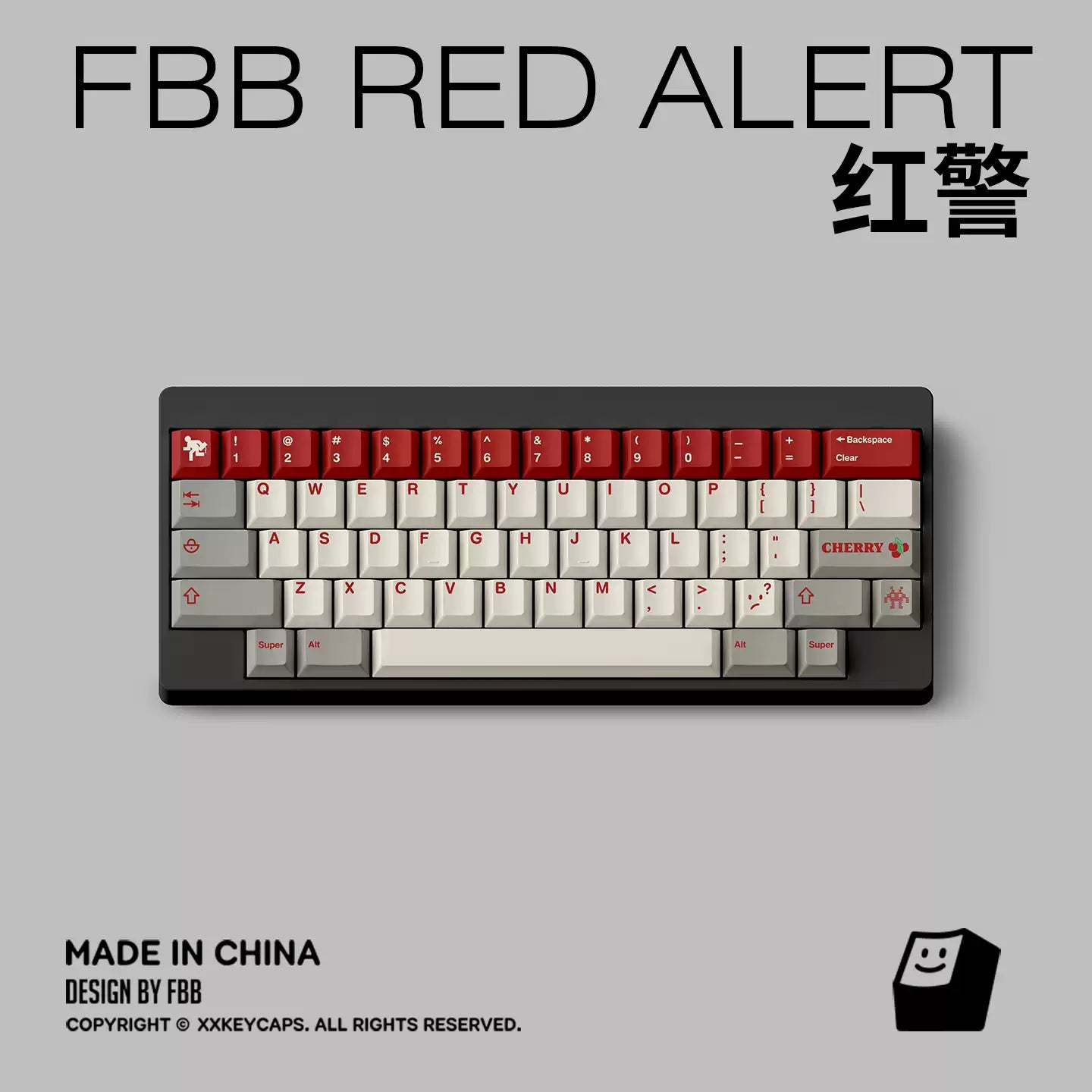FBB - Retro Red Alert PBT ANSI/ISO Keycap Set