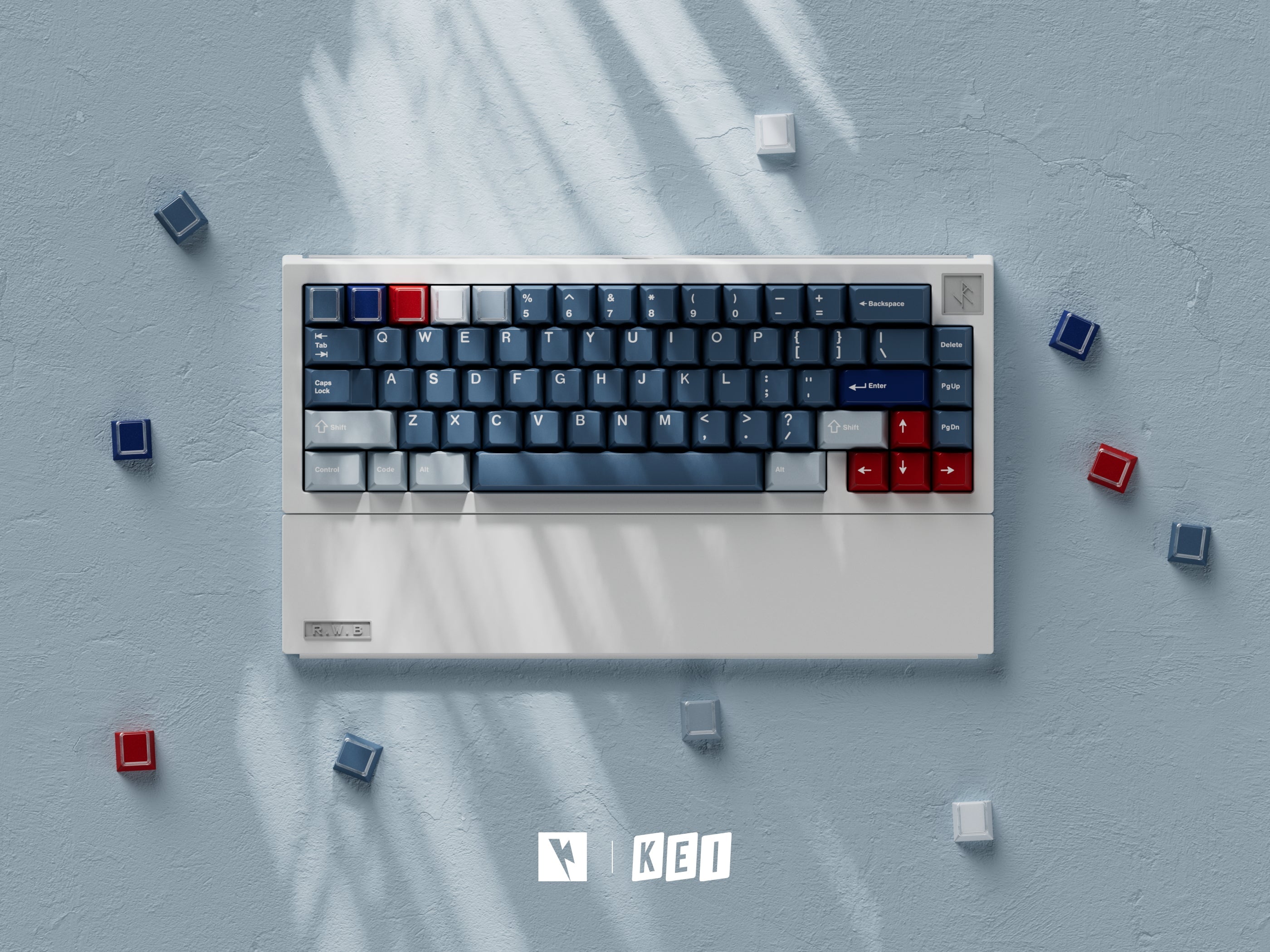 Keykobo - R-W-B ABS Double-Shot ANSI/ISO Keycap Set