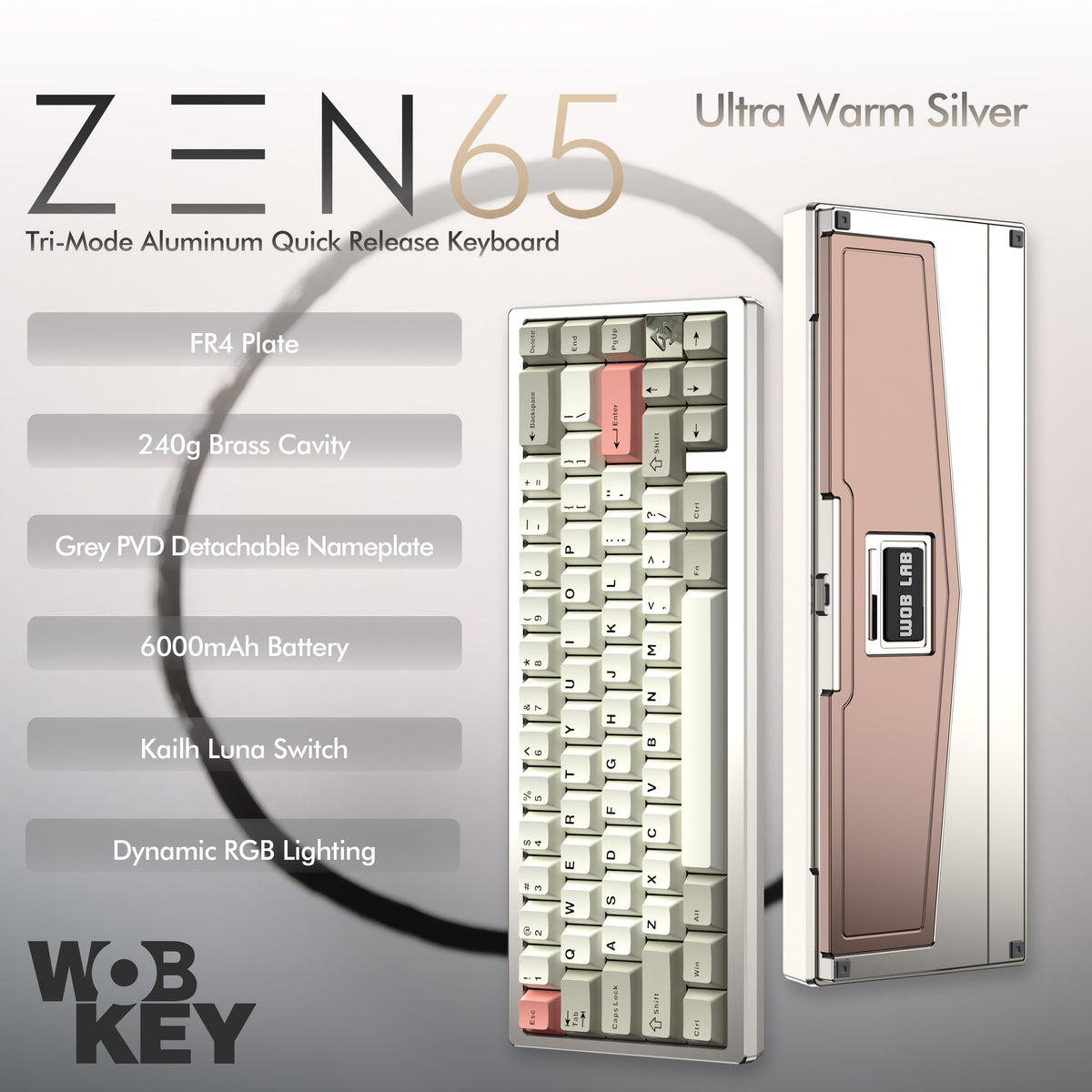Wobkey - ZEN 65 Quick-Release Tri-Mode Mechanical Keyboard