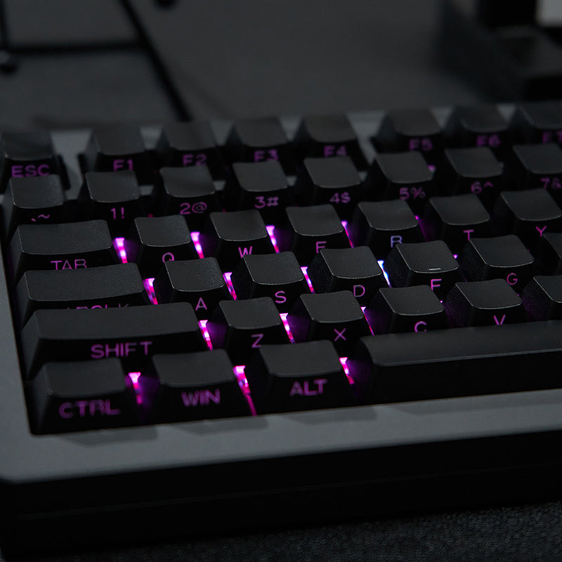 White & Black - 131-Key ISO/ANSI PBT Side-Engraved Keycap Set