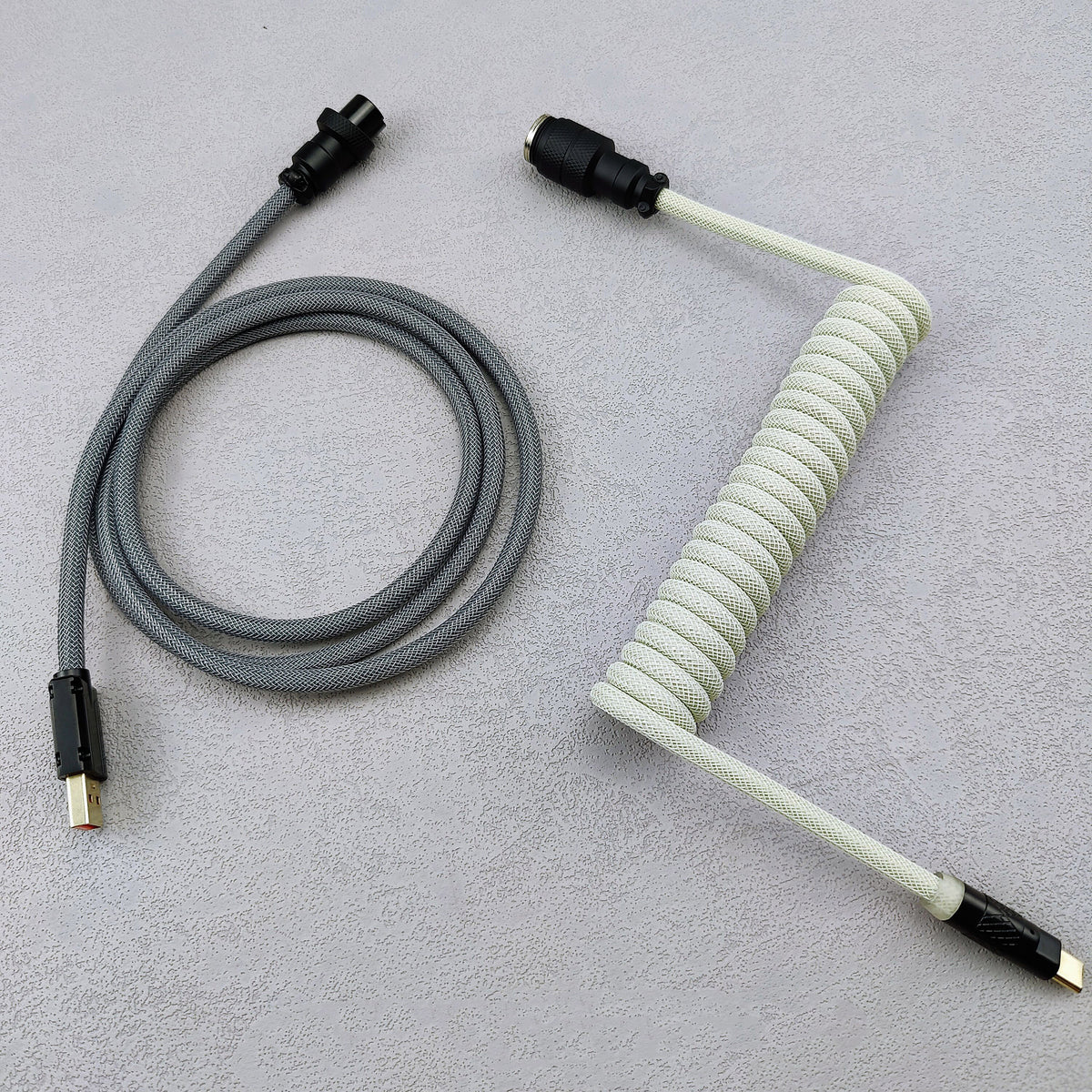 OZO Dual-Tone Coiled USB to USB-C Cable for Mechanical Keyboards