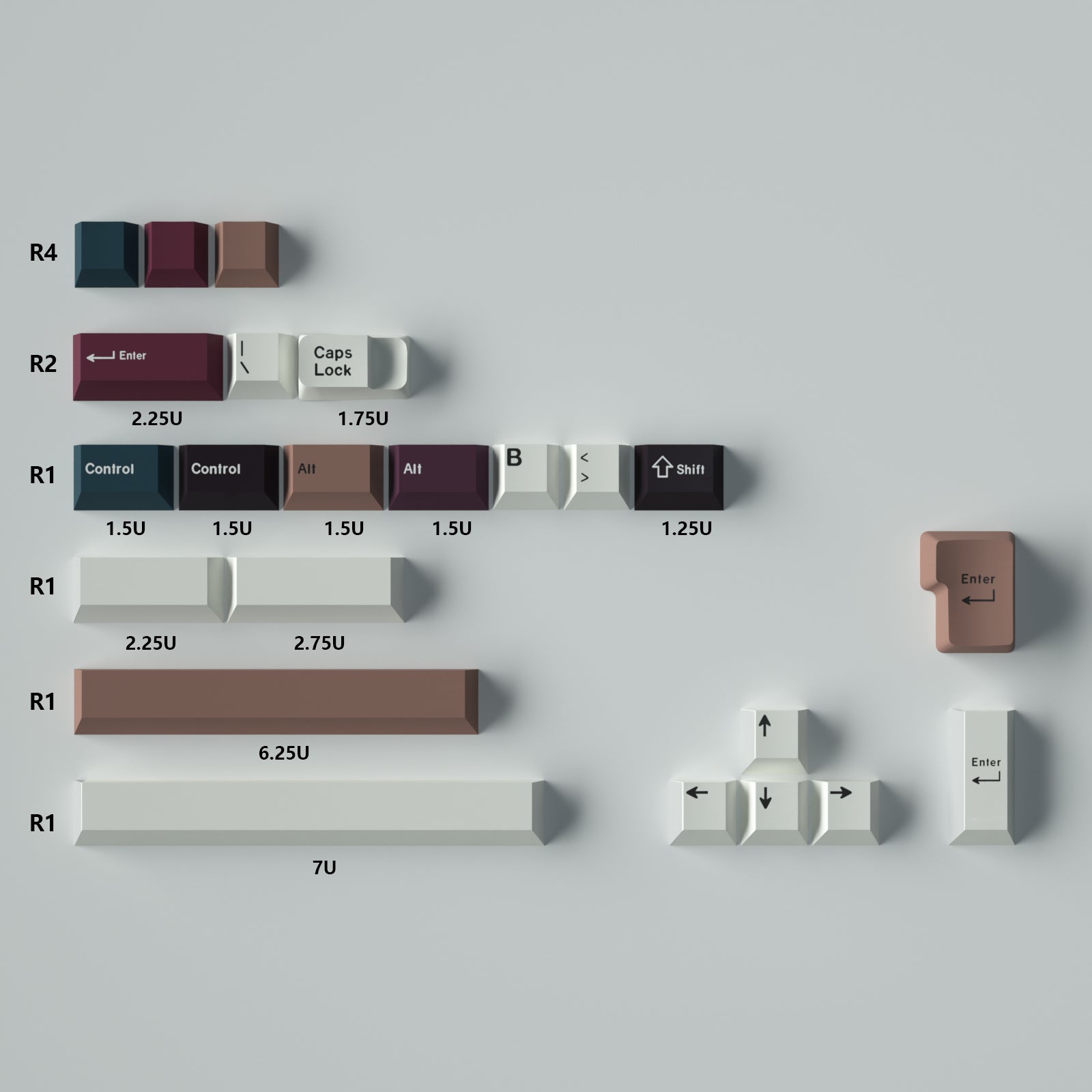 Gemischte Lampe – 129-Tasten Cherry Profile ANSI/ISO-Tastenkappen-Set