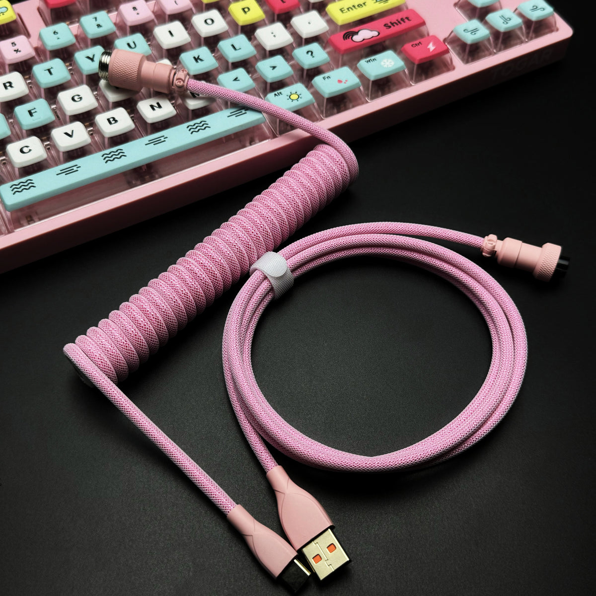 OZO Classic Coiled USB to USB-C Cable for Mechanical Keyboards