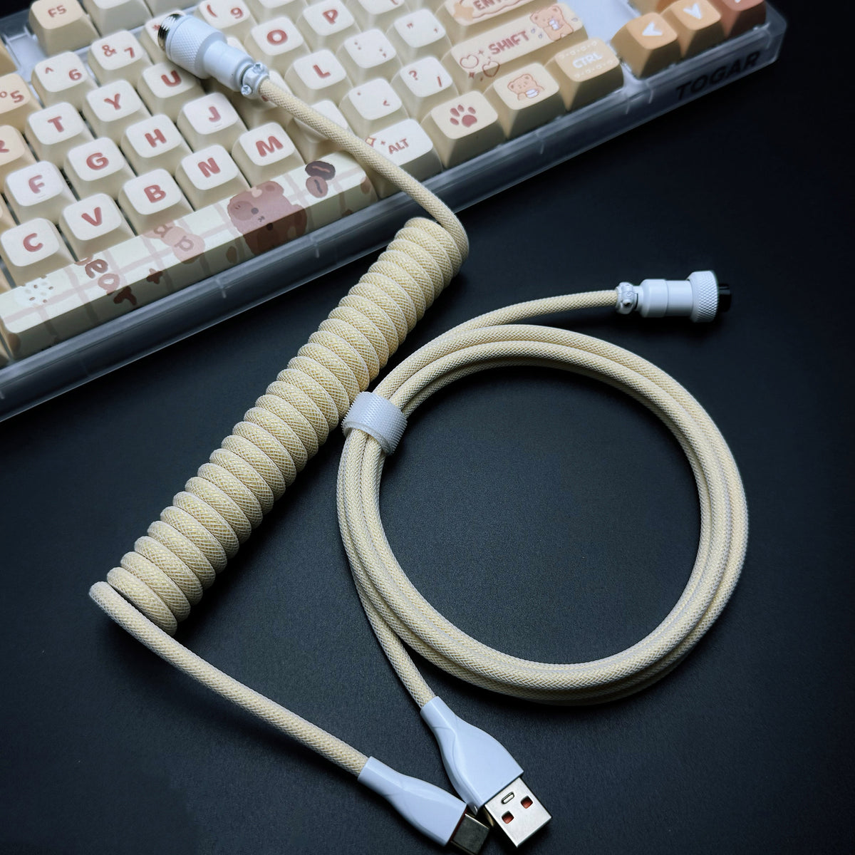 OZO Classic Coiled USB to USB-C Cable for Mechanical Keyboards
