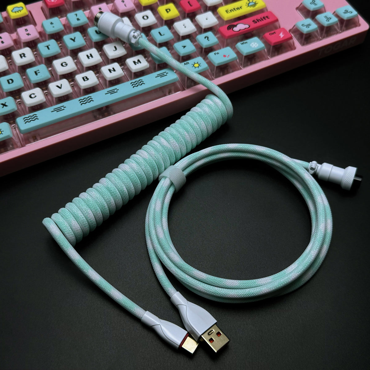 OZO Classic Coiled USB to USB-C Cable for Mechanical Keyboards