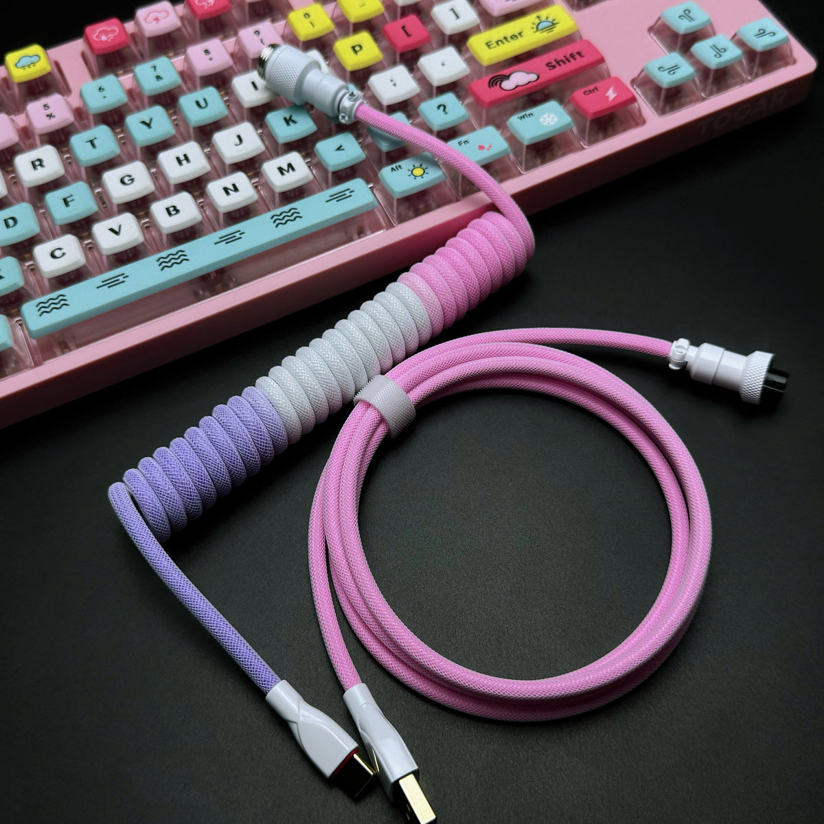 OZO Classic Coiled USB to USB-C Cable for Mechanical Keyboards