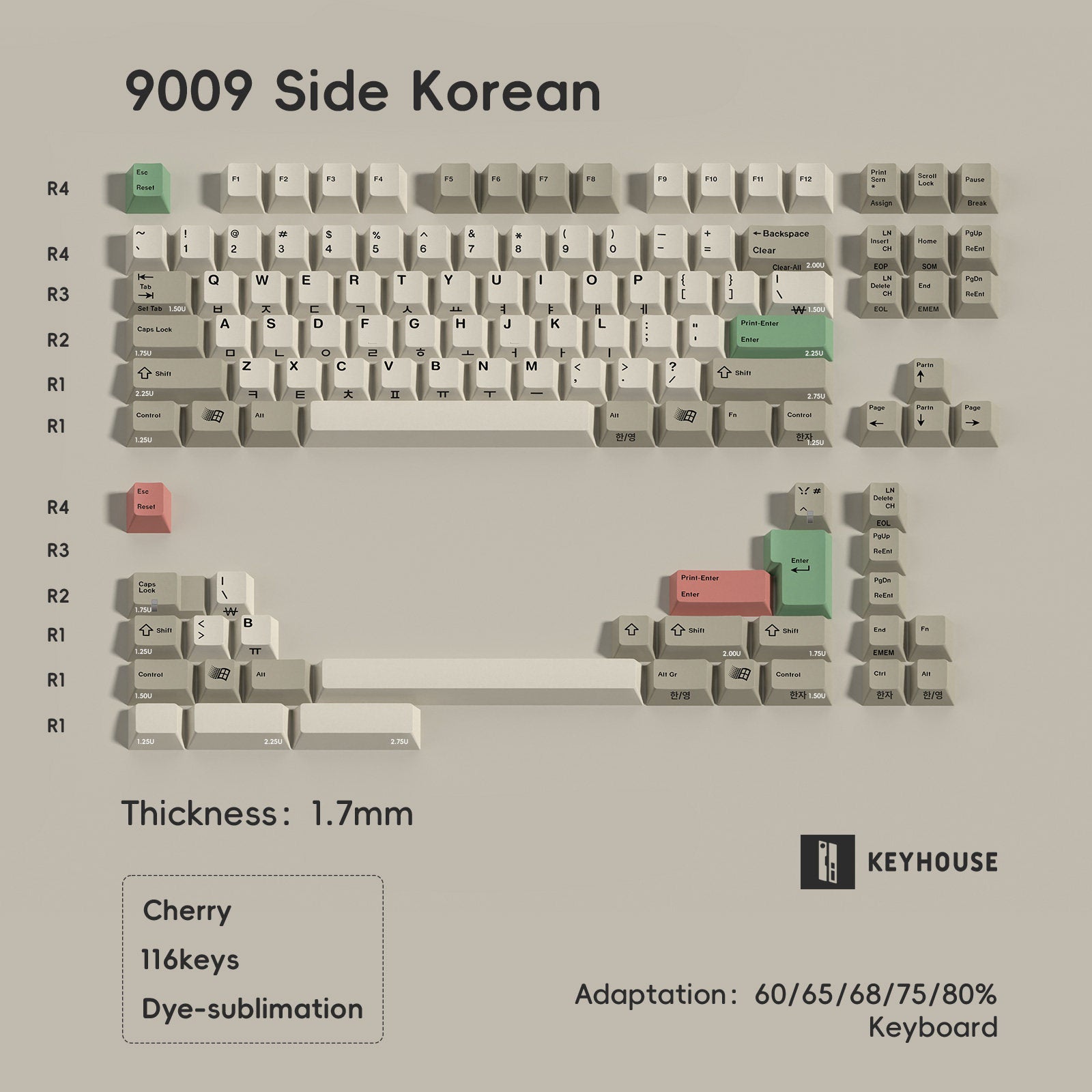 Keyhouse - 9009 Retro PBT Dye-Sub Keycaps