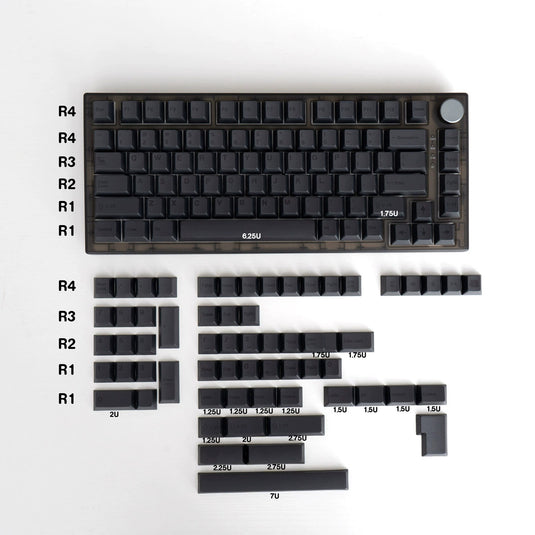 Full Black – 144-Key Cherry Profile ANSI/ISO Keycap Set