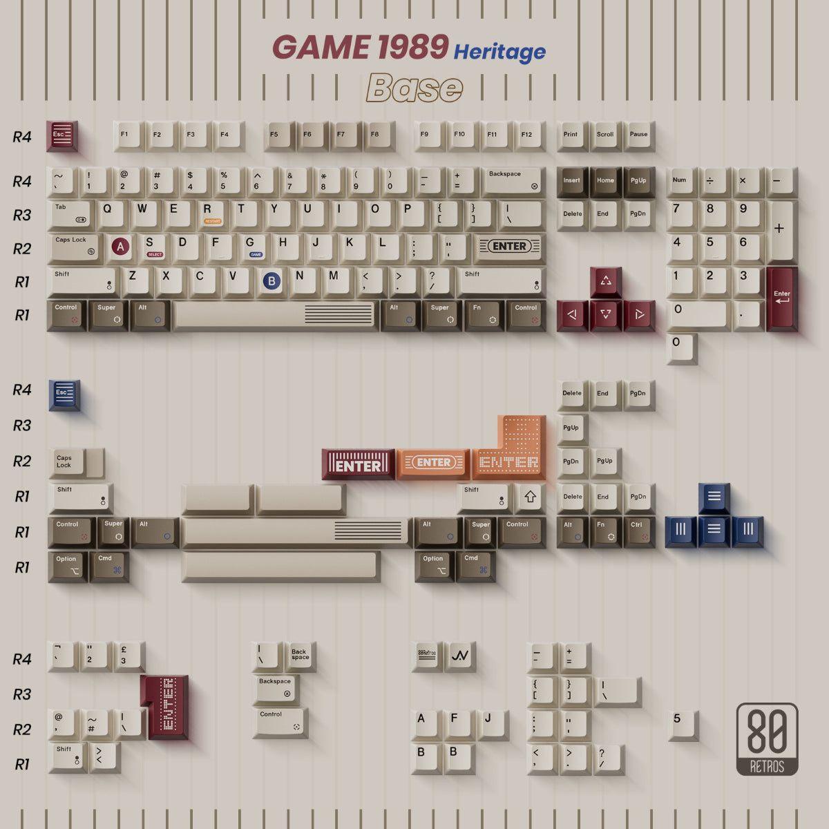 80Retros × Tutkeys Game 1989 PBT Tastenkappenset