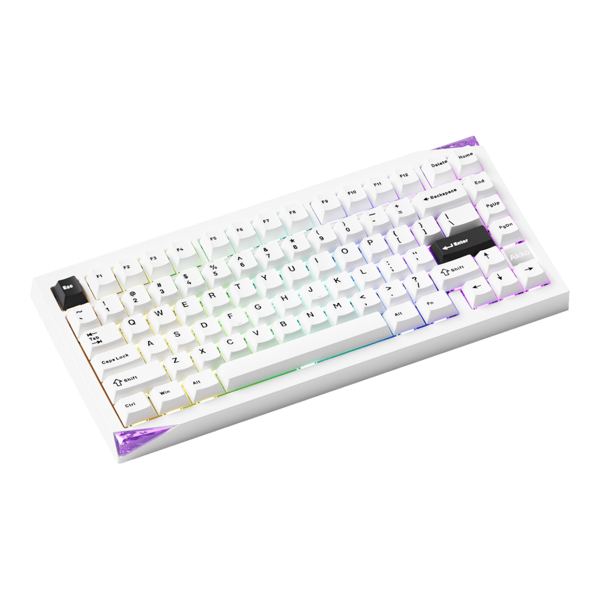 Akko Mineral 01 white mechanical keyboard full view