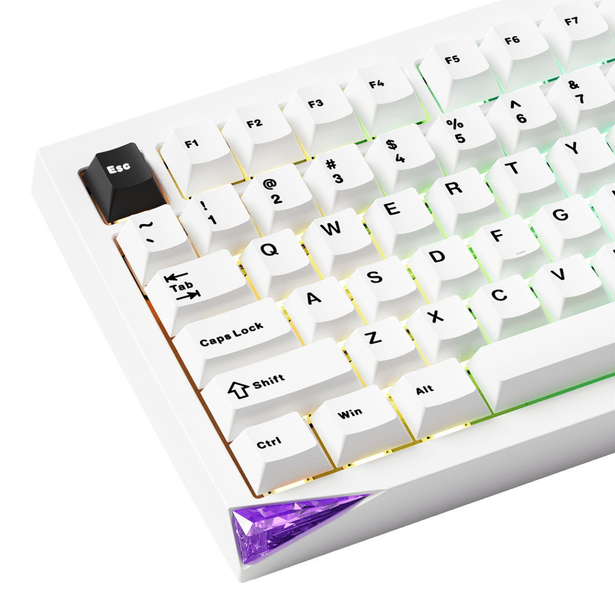 Akko Mineral 01 white mechanical keyboard crystal corner detail