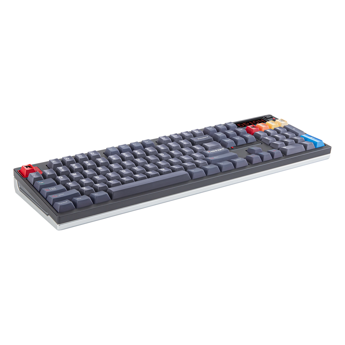 Ticktype DP104 Mecha Grey full-size mechanical keyboard angled front view