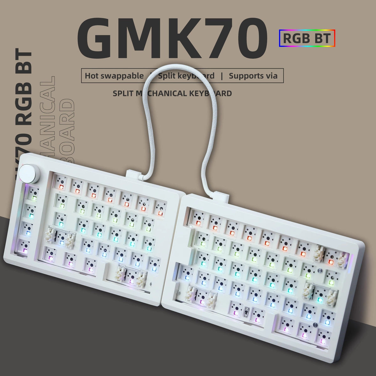 Teclado mecánico inalámbrico Zuoya GMK70 Split QMK