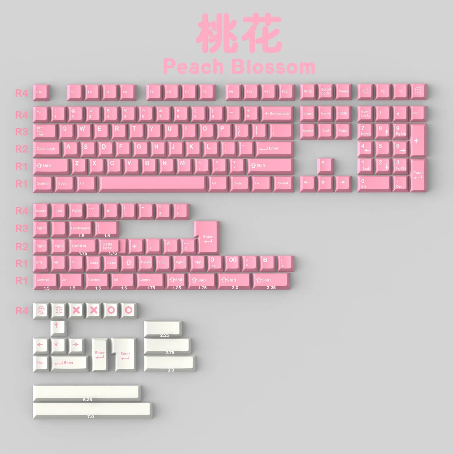 Peach Blossom – 173-Tasten Cherry Profile ABS ANSI/ISO-Tastenkappen-Set