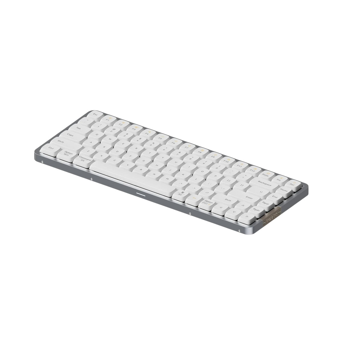 Lofree Flow84 low-profile mechanical keyboard white angled top view #choose-variant_white-with-ghost-switches