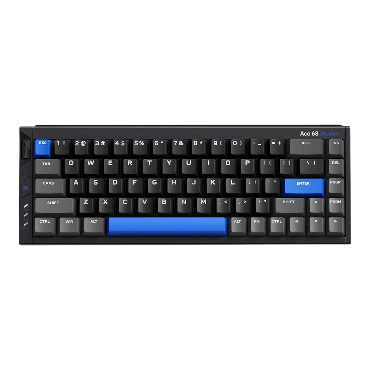 Mchose Ace 68 Turbo 65% mechanical keyboard with black and blue PBT keycaps and CNC aluminium case