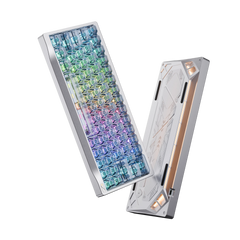 OZO Keyboards SF60 Diamond Edition mechanical keyboard with iridescent keycaps and metallic silver chassis