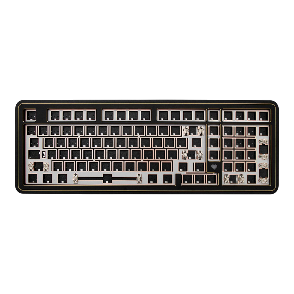 OZO Keyboards GeekZB Story100 100% aluminum barebone mechanical keyboard in black and gold finish