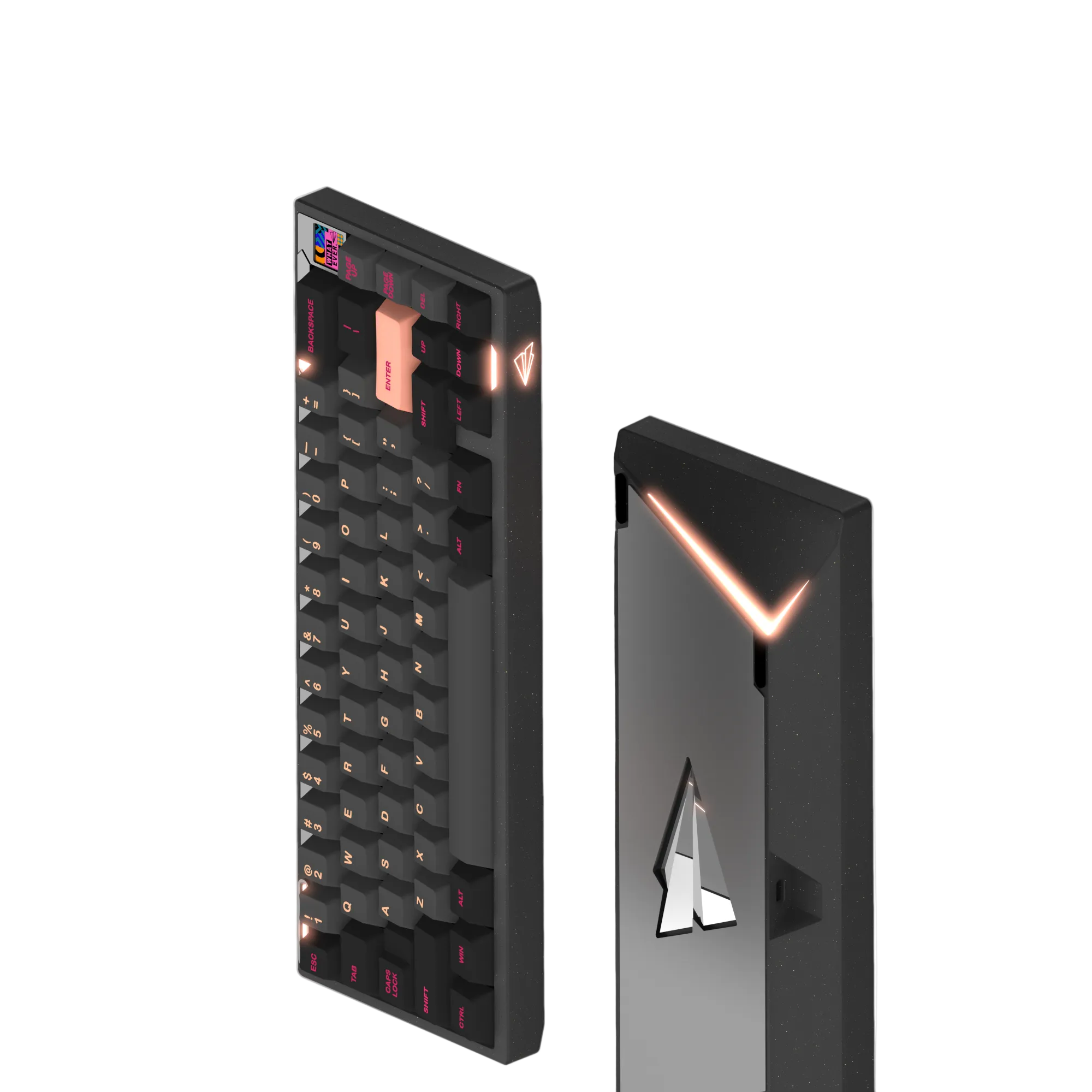 Paper65 mechanical keyboard with keycaps in black case with matte backweight.