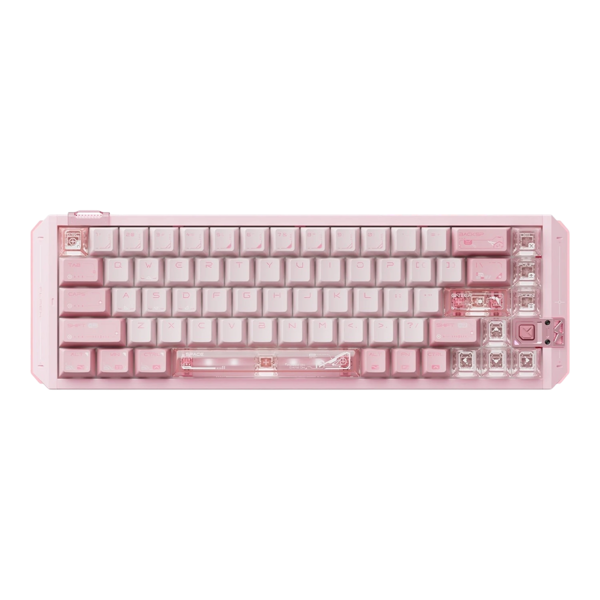 VGN FLASH 68HE compact pink aluminum mechanical keyboard with transparent magnetic switches and RGB lighting
