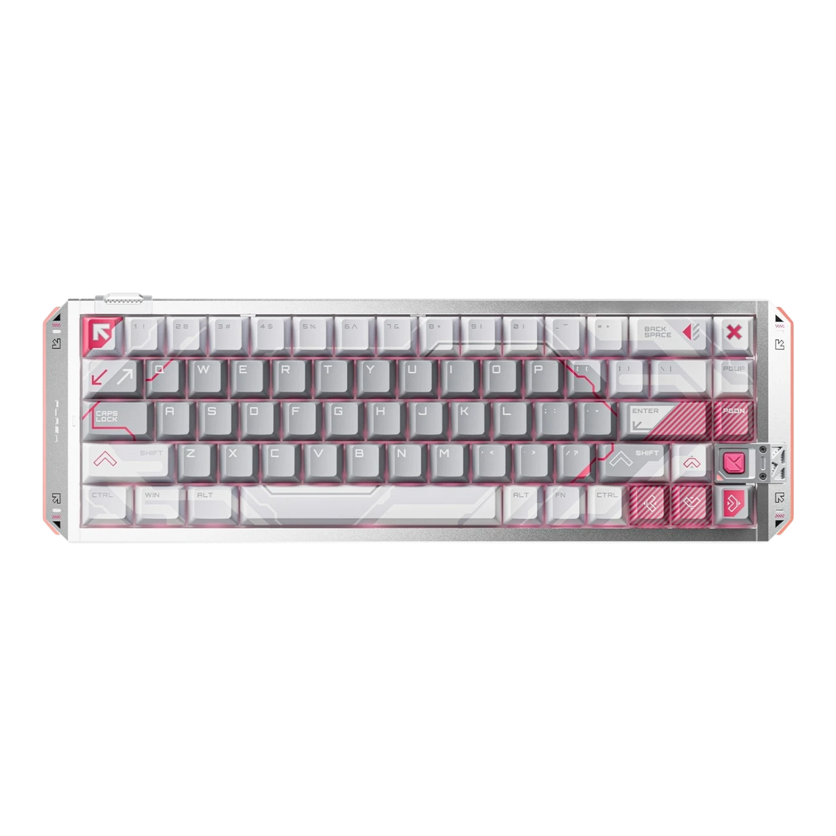 VGN FLASH 68HE aluminum magnetic switch gaming keyboard with custom white and red patterned keycaps