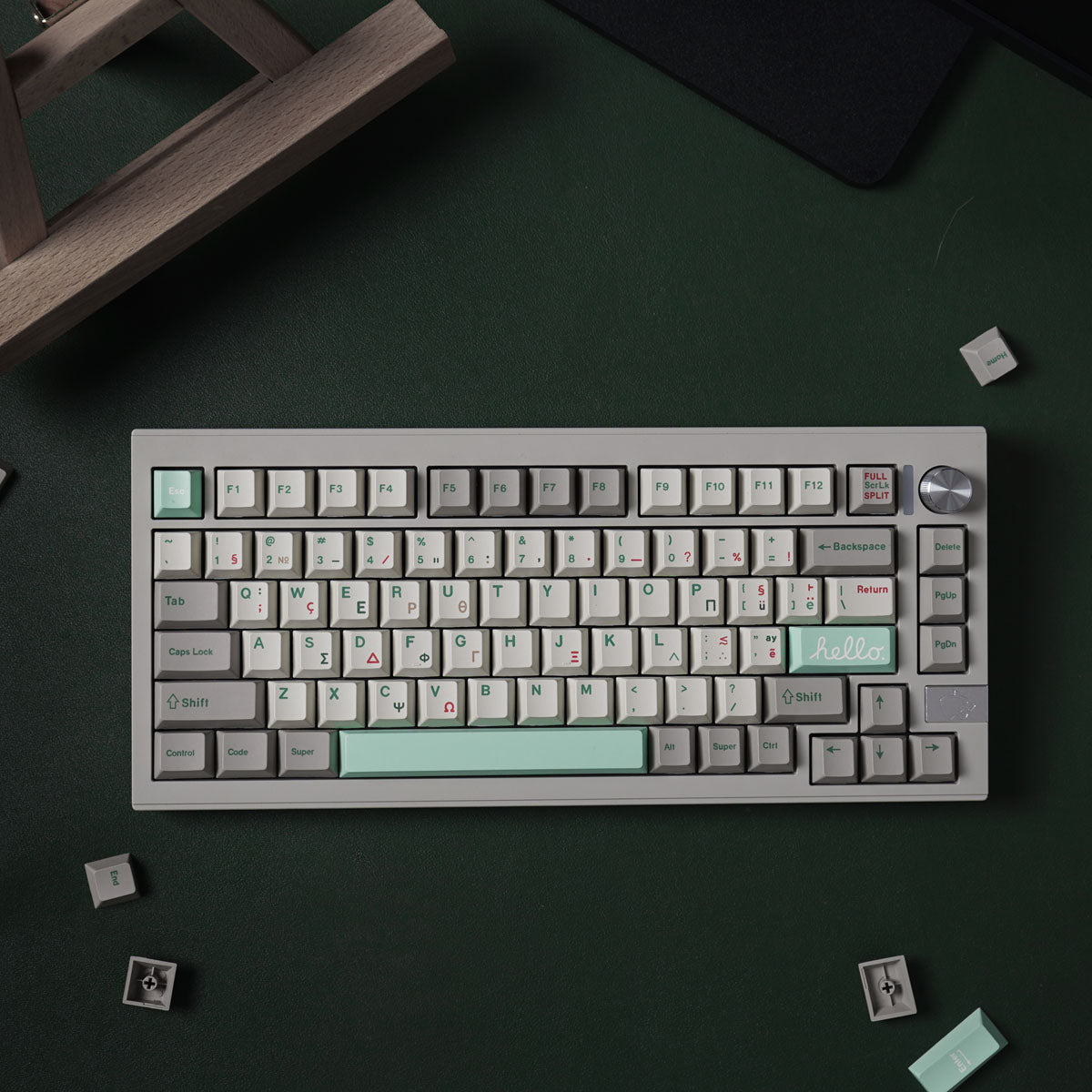 Vintage Green Greek – 147-Key PBT Cherry Profile ANSI Keycap Set