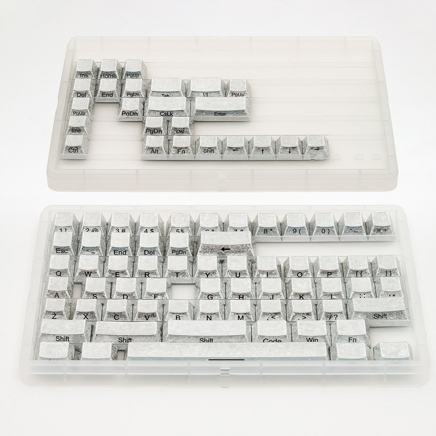 Frosted Silver Cracked Side-Print - ANSI Keycap Set - Cherry Profile