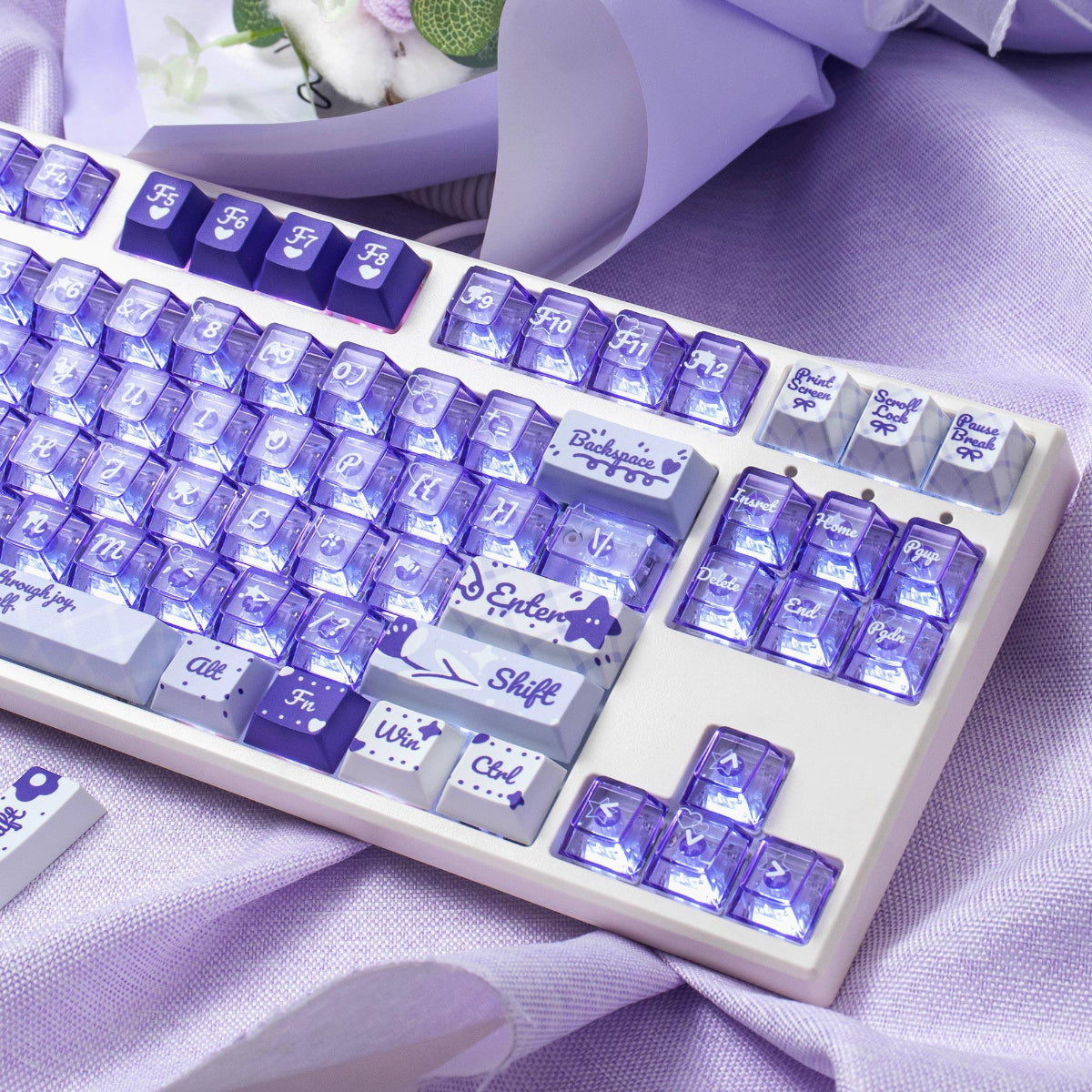 Summer Flower Field - PBT & PC  - ANSI Keycap Set - Cherry Profile